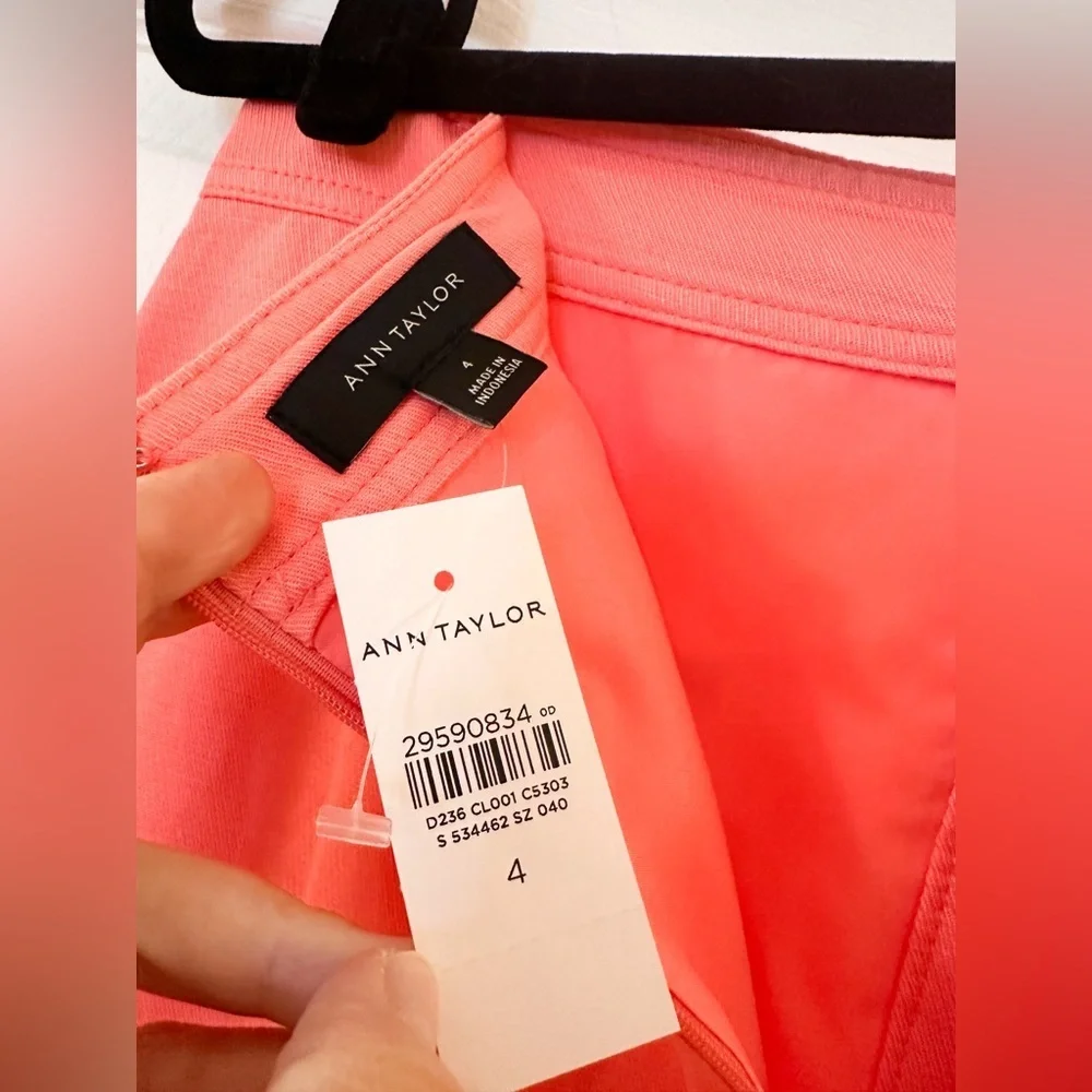 NWT Ann Taylor Button Front Pocket Linen Blend Skirt Coral sz 4